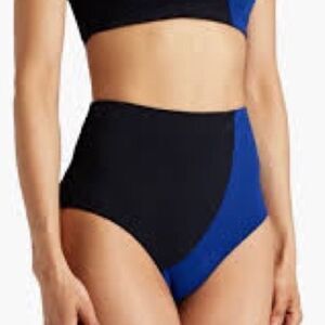 NWT MARA HOFFMAN Lydia Colorblock High-waist Bikini Bottoms In Navy/Black 3X